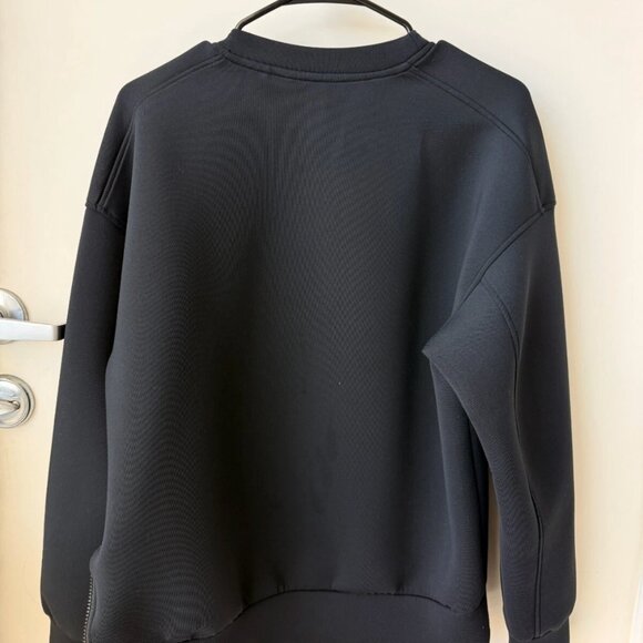 Theory x Uniqlo Ultra Stretch Pullover Sweatshirt Black Unisex M Zip Hem Scuba - Picture 4 of 6